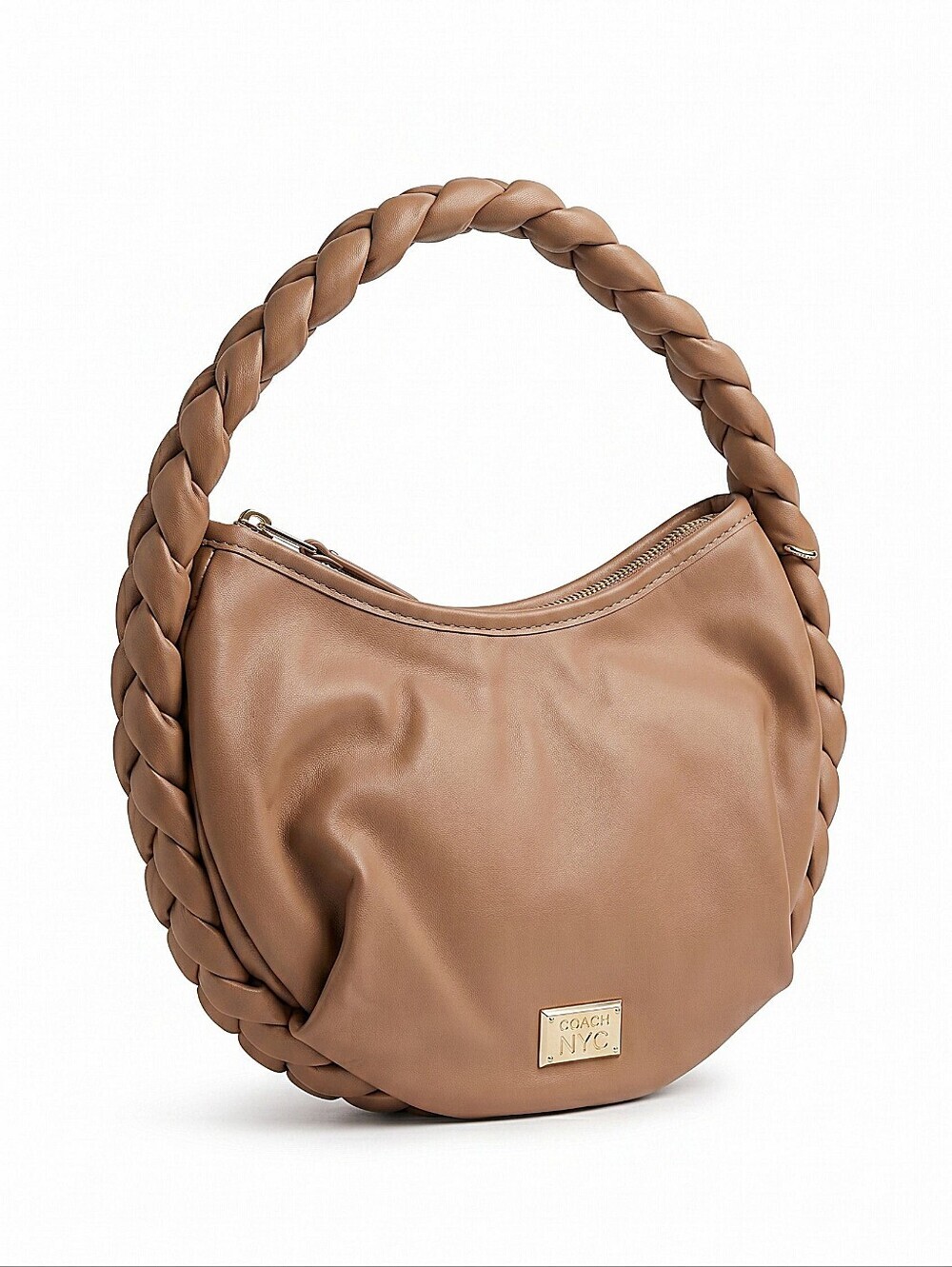 NEW! Madden NYC Taupe Braided-Handle Hobo Bag - Picture 2 of 5